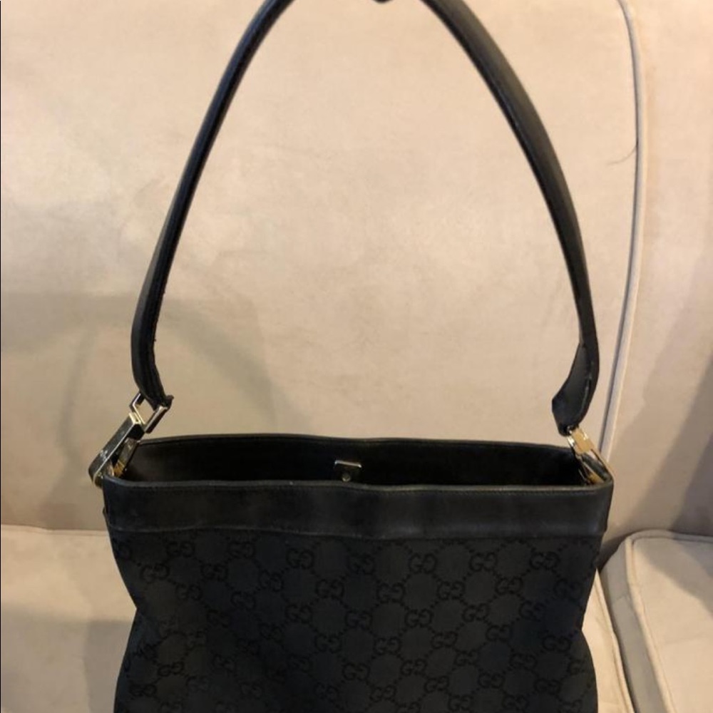 Gucci, black canvas with large G logo print